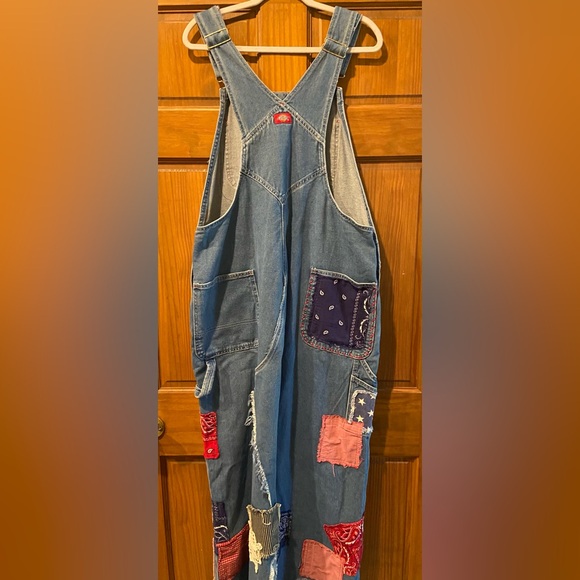 NWT! Free People X Tricia Fix Patchwork Denim overall dress Sz large - Picture 2 of 11